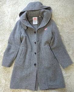  beautiful goods Dan ton DANTON duffle coat plain gray wool .S size ... button shawl color hood demountable talent 