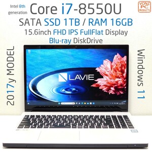 ★2017yモデル★Windows11★Core i7-8550U★SATA SSD 1TB / DDR4 16GB / BD / カメラ / 指紋センサ★15.6型 FHD IPS液晶★NX750/JAG★