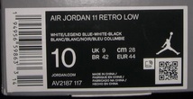 未使用 NIKE AIR JORDAN 11 RETRO LOW ナイキ エアジョーダン 11 レトロ ロー US10 28cm AV2187-117 白レジェンドブルーバスケットシューズ_画像9