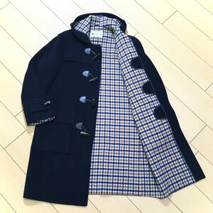 極美品★アクアスキュータム ダッフルコート アンゴラ 極上の逸品 Aquascutum ネイビー 紺 クラブチェック メンズ 秋冬コート M A53 