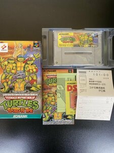 スーパーファミコン　TURTLES　タートルズ イン タイム　SHVC-TM　箱付き　はがき付き