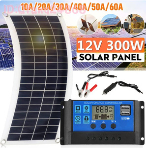 Iu085: 300Ｗ ソーラーパネル キット 10-60A コントローラ 太陽光発電 電池 12V USB 人気 充電 ソーラー 携帯電話 防水セル mp3 パッド