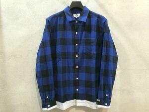 “GOODENOUGH” BUFFALO CHECK LINE SHIRT 90's 復刻 グッドイナフ ラインネル 青×黒×白 S