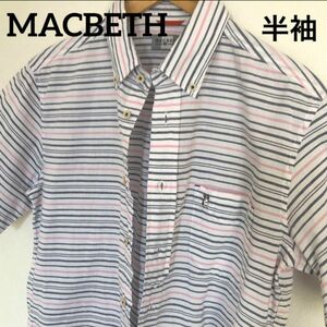 MACBETH マクベス メンズカジュアルシャツ 半袖 薄手 ボタンダウン