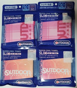 ☆未使用！OUTDOOR アウトドアプロダクツ☆スーパークール タオルスリム☆オレンジ　ピンク☆冷感タオル　4枚セット☆送料185円　接触冷感