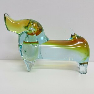 【 ダックスフンドの子 】MULTI GLASS マルテイガラス ダックスフンド ガラス細工 オブジェ インテリア 犬