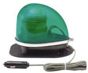 小糸製作所/KOITO 緑色丸型警光灯 24V 2N型 フラッシュランプ ゴムマグネットタイプ シガーライタープラグ付 入数：1個 GFL-2NCG
