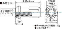 協永産業/KYO-EI レーシングコンポジットR40 ロック＆ナットセット ネオクロ M12×P1.5 入数：1セット(ナット16個/ロック4個) RC-11N_画像2