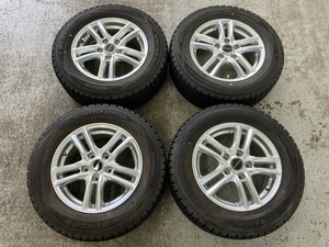 【1円スタート・中古・傷あり】スタッドレスタイヤ アルミホイール 4本 205/65R15 BRIDGESTONE BALMINUM S5 15×6J(+52)PCD100 5穴