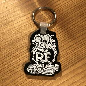 Rat Fink スタンディング ラバー 63円発送可 キー リング キーホルダー ブラック 黒 ホワイトプリント ムーンアイズ キーリング