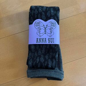 半額以下☆ 新品　ANNA SUI 厚手　タイツ　ブラック　黒　ウール　毛　アナスイ　レディース　レオパード柄