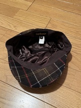 バブアー Barbour キャスケット キャップ 帽子 Mサイズ 茶色 ブラウン チェック チェック柄 ウール 毛 レザー 本革 羊革 国内正規品_画像5