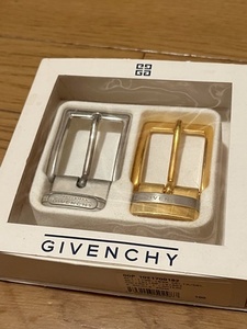 未使用品 デッドストック オールド ジバンシィ GIVENCHY バックル 2個セット 銀 シルバー 金 ゴールド イタリア製 ベルト ヴィンテージ