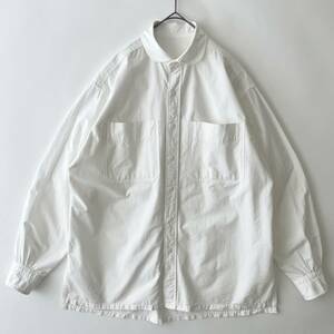 【美品】PORTER CLASSIC size/1 (ue) 大きめ ワイドポケットシャツ 長袖 ダブルポケット ラウンドカラー ホワイト 白 日本製 JAPAN shirt