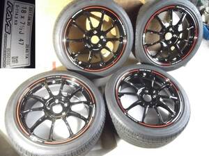 RAYS軽量鍛造ZE40TA-18インチOFF+47-7.5J-PCD114.3-5H+タイヤ215/45Ｒ18MAZDA3リーフWRXS4レヴォーグ