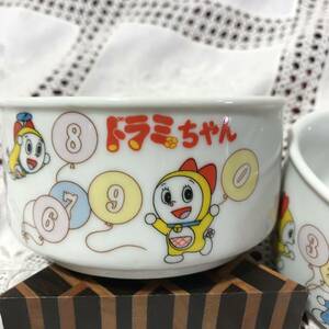 C163 昭和レトロ ドラミちゃん ドラえもん カップ 2点 陶器 食器 蓋無し コレクション 当時物