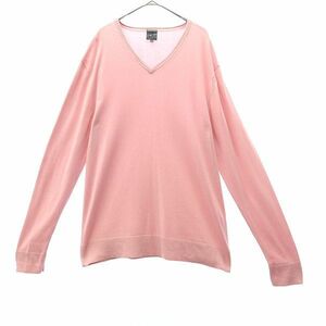 カルバンクライン 長袖 Vネック コットン ニット L ピンク Calvin Klein セーター メンズ 231101