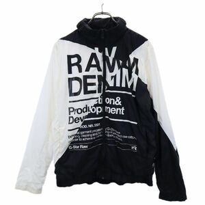 ジースターロウ プリント ナイロンジャケット M 黒×白 G-STAR RAW 裏メッシュ メンズ R221105