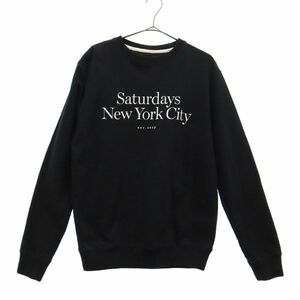 サタデーズサーフニューヨーク プリント 長袖 スウェット SMALL ブラック SATURDAYS SURF NYC トレーナー メンズ 231114