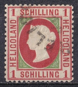 1867年旧ドイツ領ヘルゴラント ヴィクトリア女王像切手 1S 消印有り
