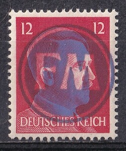 ドイツ第三帝国占領地 普通ヒトラー(Fredersdorf加刷切手 12pf