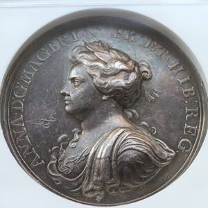 【アン女王基金設立記念】 1704年　銀メダル　イギリス　NGC 教会 ANNE BOUNTY アン女王 アンティーク コイン 英国 金貨 銀貨 シルバー