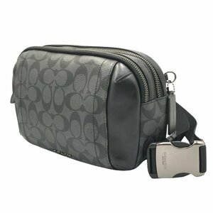 美品 COACH コーチ F38749 シグネチャー グラハム ユーティリティ ロゴ ウエストバッグ ボディバッグ PVC/レザー メンズ ブラック fe ABF