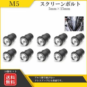 カウリング ボルト M5 5mm×15mm スクリーンボルト ネジ ナイロン ワッシャー ウェルナット シールド カウル カウルボルト 10本 Y20228s-4