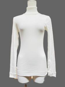 7150円HUMAN WOMAN(ヒューマンウーマン)白ホワイトタートルネックリブカットソーM(長袖)新品タグ付き 綿100%