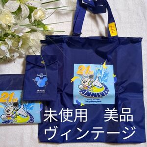 【最終値下げ】未使用　東京ディズニーランド21周年　JAL　TOUR　トートバッグ　2袋　＆　チケットホルダー　おまけ