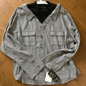 長袖千鳥柄風カットソー L 新品