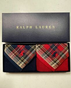 ラルフローレン RALPH LAUREN タオルハンカチ2枚入り　箱付き　リボン付き