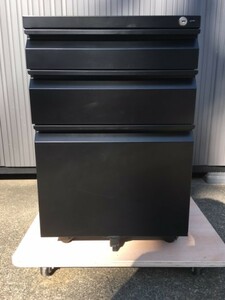 [ takkyubin (home delivery service) OK/ key none / black ] 3 step desk wagon / with casters ./ cabinet / drawer unit / drawer unit W395×D555×H600