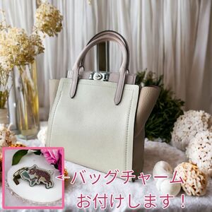 お値下げ！！《オールレザー・シンプルデザイン》COACH ハンドバッグ・未使用ショルダーベルト･バッグチャームのオマケ付きです！