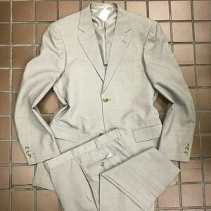 半額以下【新品】紳士服　背広　スリムメンズスーツ　セットアップ/激安/サイズ3L/千鳥柄 アスパラガスグリーン/センターベンツ ノータック