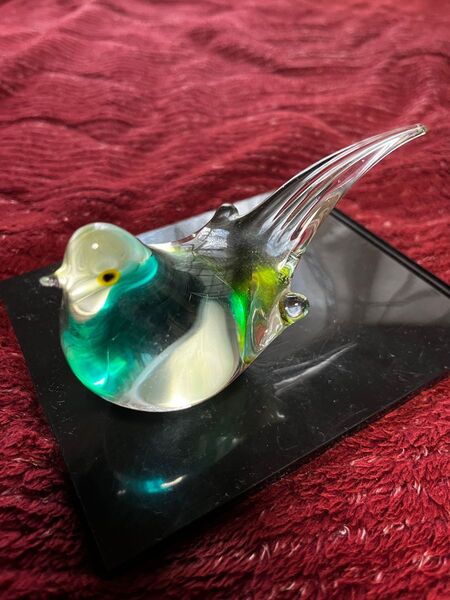 置物 鳥 ガラス製