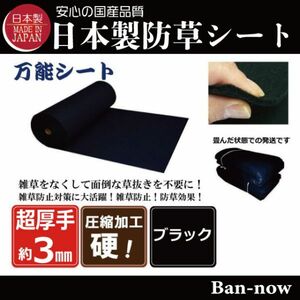 （硬③黒 155ｃｍ×10ｍ×8枚）超厚手 雑草防止 除草 Ban-now 万能 防根 防草シート