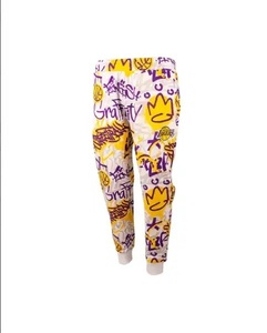 BI15)FISLL Los Angeles Lakers 総柄スウェットジョガーパンツ/ロサンゼルス・レイカーズ/2XL/USサイズ