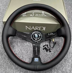 炭素繊維◆NARDI◆ステアリング スポーツステアリングホイール 高品質 車ハンドル PVCレザー 325mm 13インチ レース ドリフト ステアリング