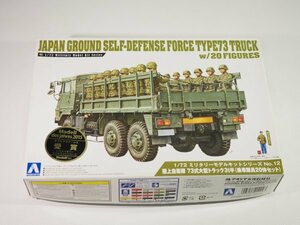 ☆A8144☆未組立★アオシマ 1/72 MM12 陸上自衛隊 73式大型トラック 3t半（乗車隊員20体セット）