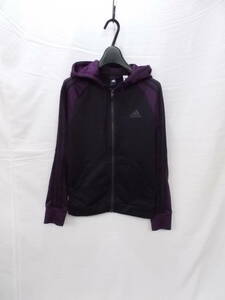 ▼adidas/アディダス▼フルジップパーカー ポリエステル100% ストレッチ/M/黒・紫