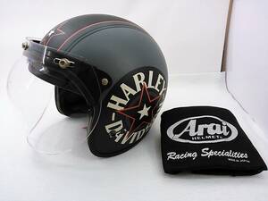 【送料無料】程度上 Arai アライ HARLEY-DAVIDSON ハーレー コラボ クラシックSW XLサイズ シールド付き