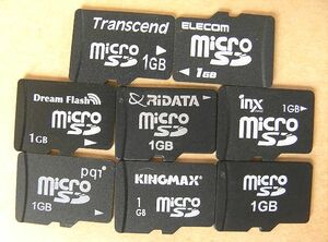 Transcend、Kingmax、PQI、A-Data、Elecom等の各社扱い1GBマイクロSDカード_未使用バルク品1枚_異常動作コントローラ対応品