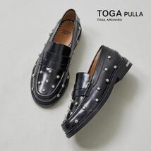 【新品】定価69,300円 TOGA PULLA トーガ プルラ 牛革 レザー スタッズ ローファー BLACK 36 (23cm相当) 革靴 シューズ 国内正規品_画像1