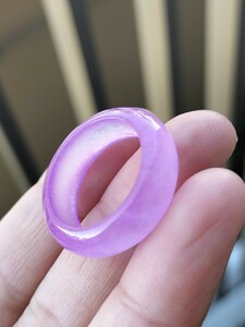 天然石　ラベンダー　紫翡翠　リング　指輪　氷種ヒスイ　16号