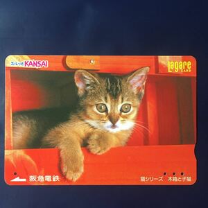 2004年9月25日発売柄ー猫シリーズ「木箱と子猫」ー阪急ラガールカード(使用済スルッとKANSAI)