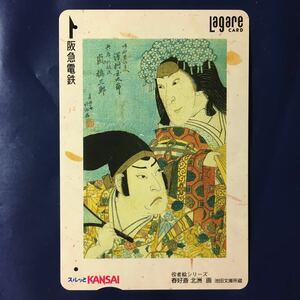 2002年8月25日発売柄ー役者絵シリーズ(6)「春好斎北洲　画」ー阪急ラガールカード(使用済スルッとKANSAI)