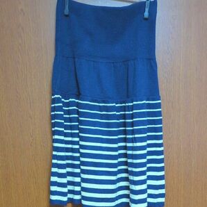 紺×白　ボーダーニットスカート 