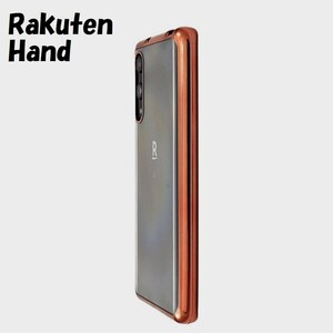 Rakuten Hand：メタリック カラー バンパー 背面クリア ソフト ケース★ピンク 桃