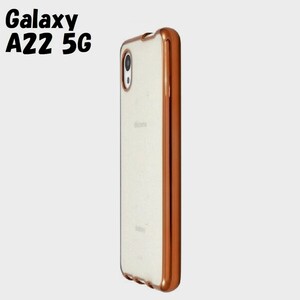 Galaxy A22 5G：メタリック カラー バンパー 背面クリア ソフト ケース◆ピンク 桃